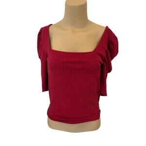 Free People Women's Cropped Puffer Sleeve Top Size Medium